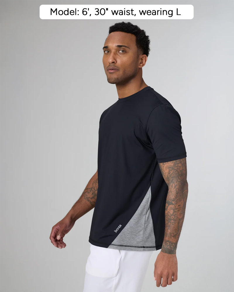 BONTEC in color Nero, side view, Model: 6', 30" waist, wearing L