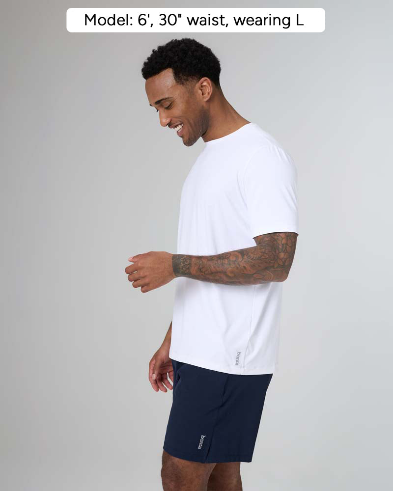 SORRENTO in color Bianco, side view, Model: 6', 30" waist, wearing L