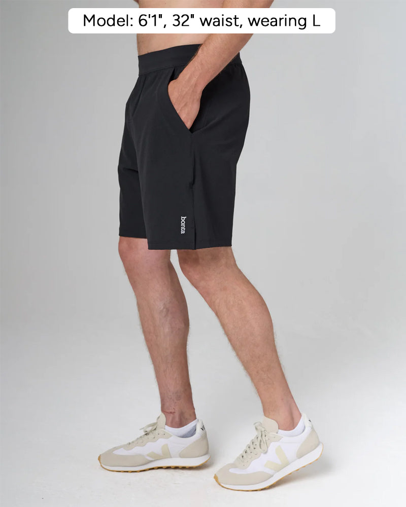 TERRAMARE in color Navy, side view, Model: 6', 30" waist, wearing L