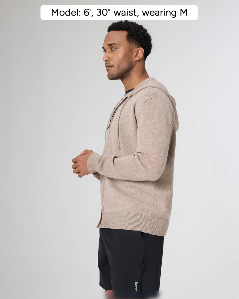 BELLAGIO in color Toast, side view, Model: 6', 30" waist, wearing M