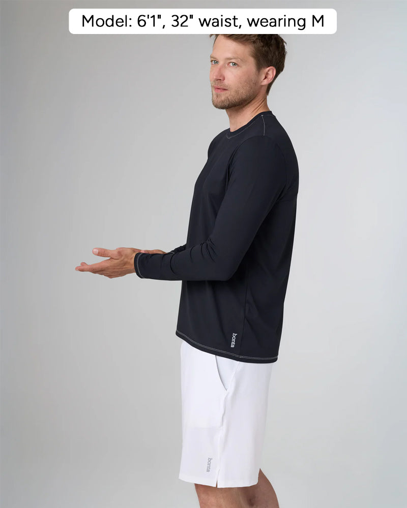 RIVIERA in color Nero, side view, Model: 6'1", 32: waist, wearing M