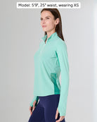 COMO in color Terme, side view, Model: 5'9", 25" waist, wearing S