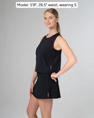 MILANO in color Nero, side view, Model: 5'8", 26.5" waist, wearing S