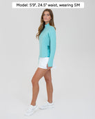 Como in color Terme, Side view, Model is 5'9", 24.5" waist, wearing SM